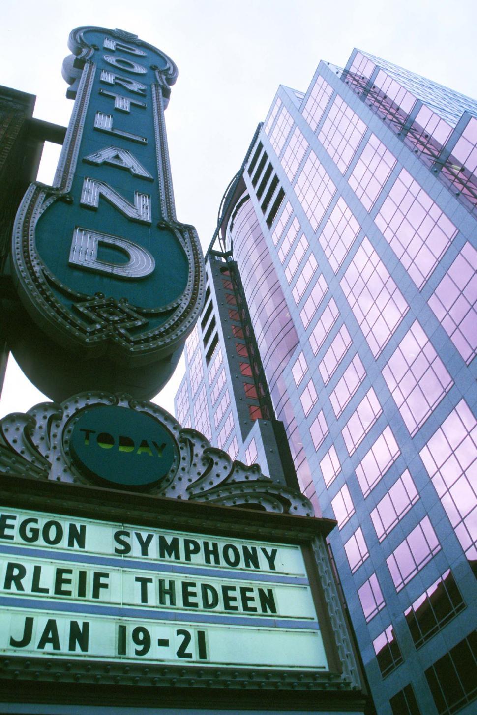 Free Image of Portland theatre sign 