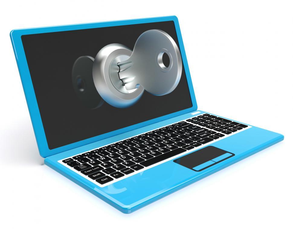Free Image of Key On Computer Shows Protected Password Or Unlocking 