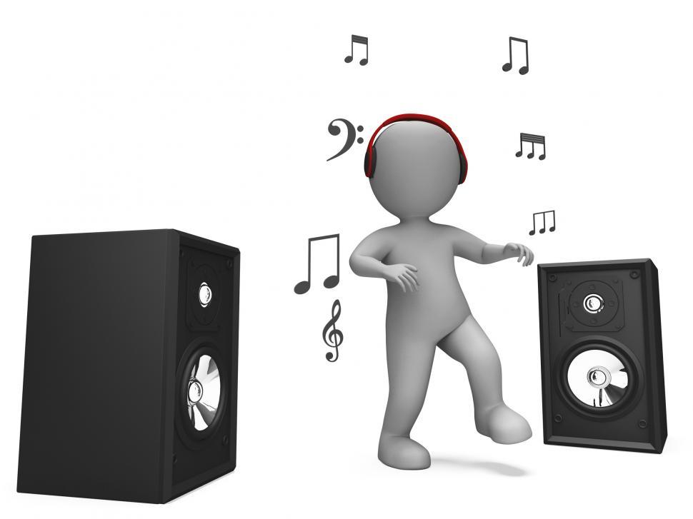 Free Image of Listening Dancing Music Character Shows Loud Speakers And Songs 