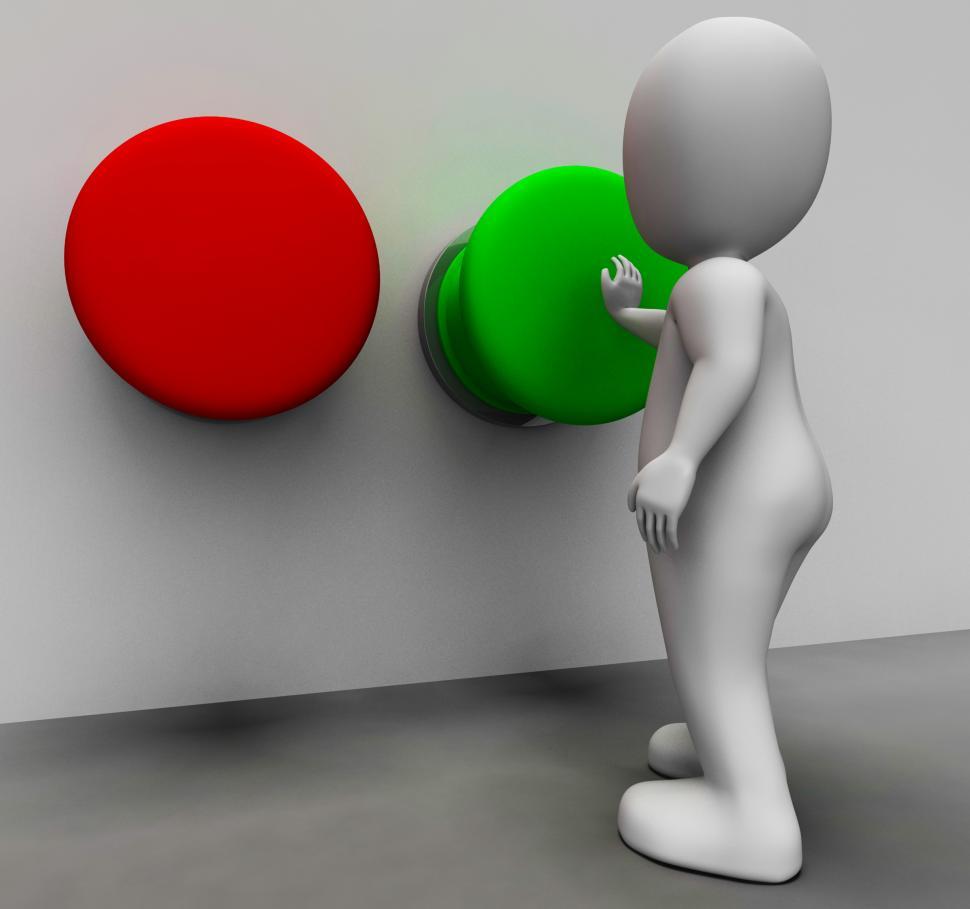 Free Image of Pushing Green Button Shows Starting 