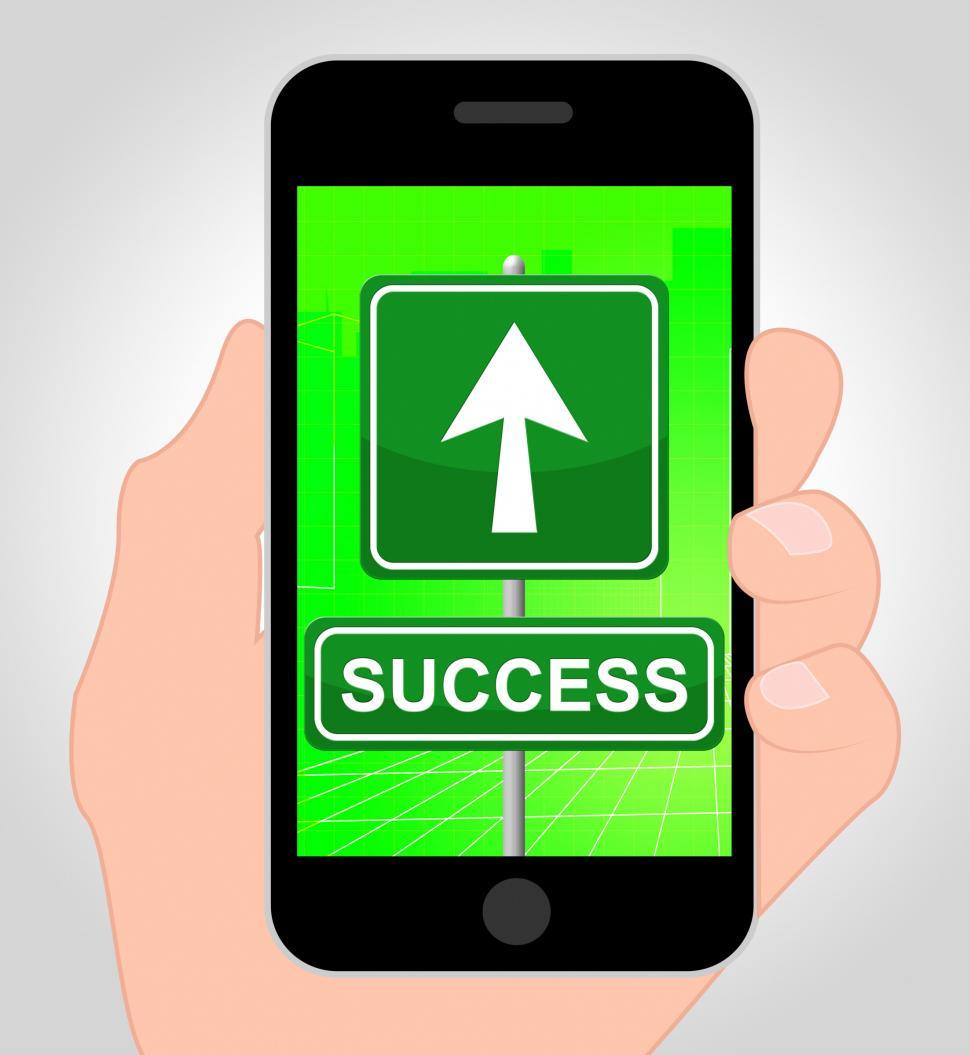 Free Image of Success Online Means Mobile Phone And Internet 