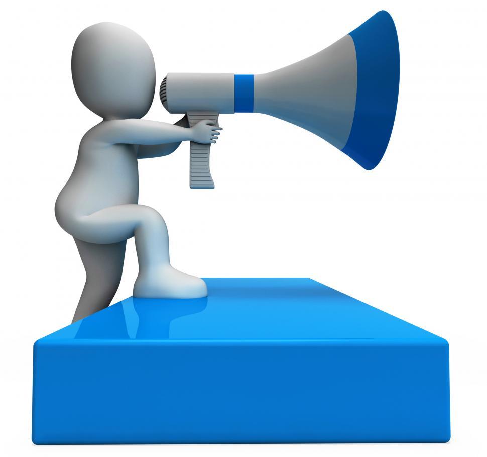 Free Image of Megaphone Character Shows Announcements Announcing And Announce 