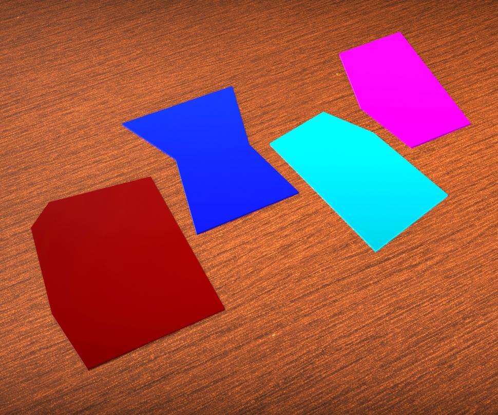 Free Image of Four Blank Paper Slips Show Copyspace For 4 Letter Word 