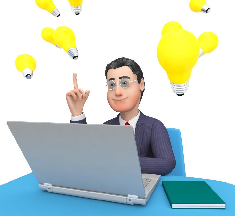 Free Image of Character Laptop Means World Wide Web And Business 3d Rendering 