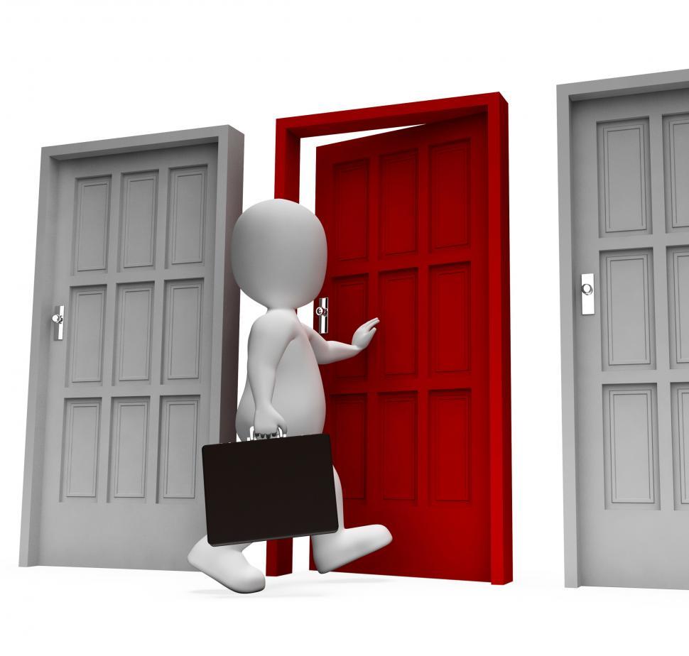 Free Image of Choice Businessman Means Doorways Render And Working 3d Renderin 