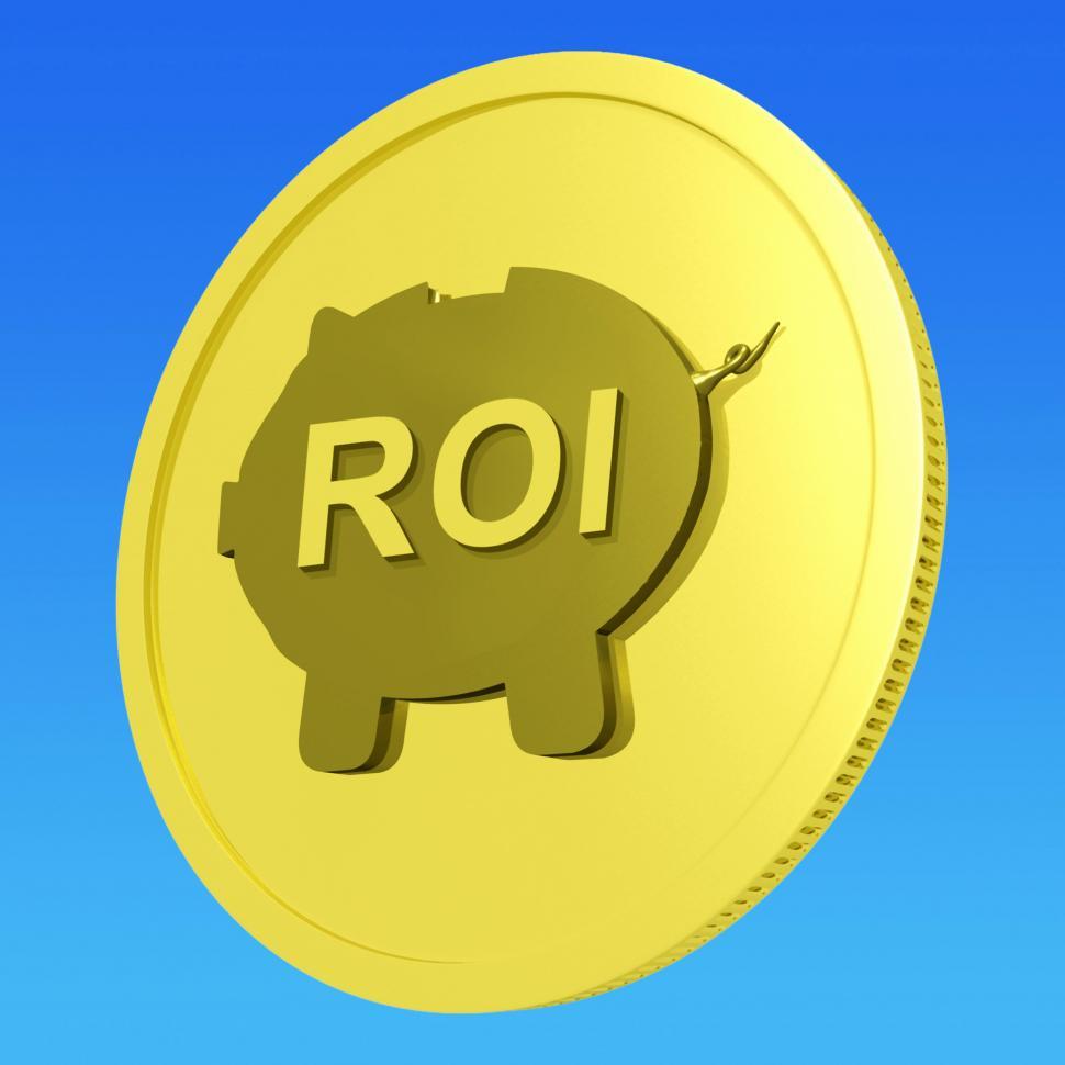 Free Image of ROI Coin Shows Financial Return For Investors 