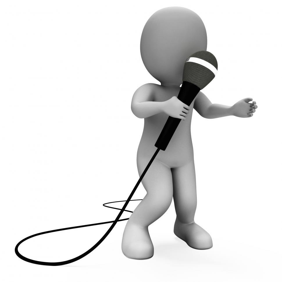 Free Image of Singer Character With Microphone Shows Singing Or Talent Concert 