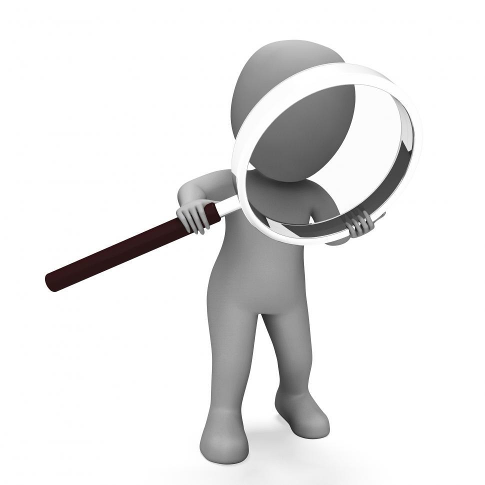 Free Image of Looking Magnifier Character Shows Examining Scrutinize And Scrut 