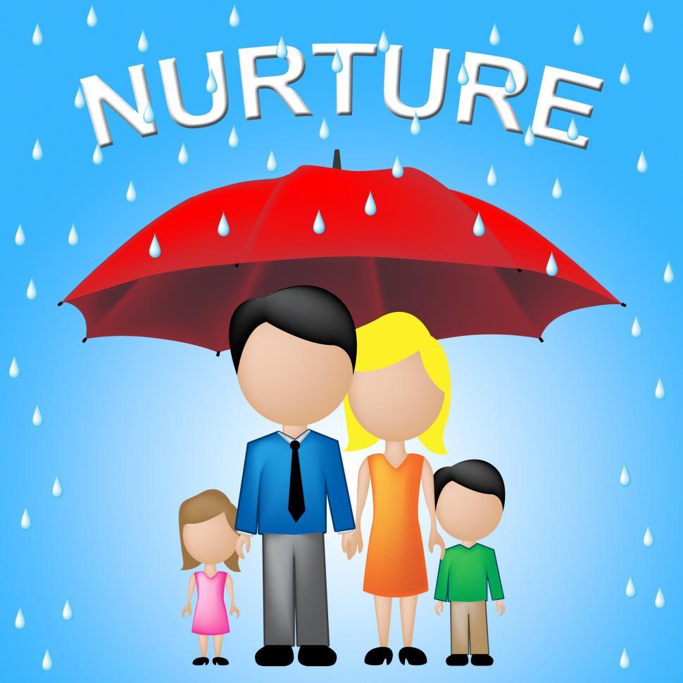 Free Image of Nurture Kids Shows Umbrellas Supporting And Offspring 