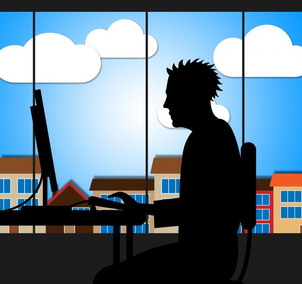 Free Image of Office Computer Means Technology Men And Pc 