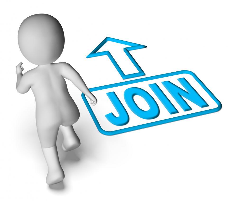 Free Image of Join And Running 3D Character Shows Joining Membership Register 