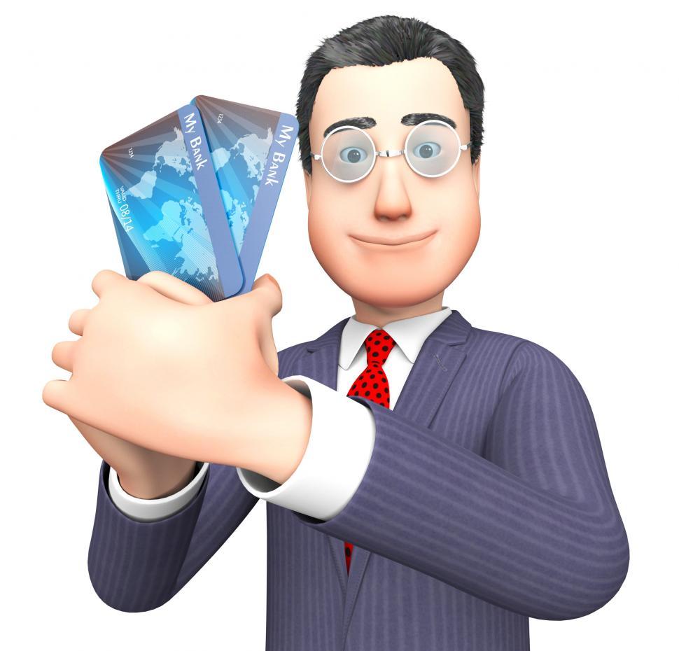 Free Image of Debit Card Means Credit Cards And Bankruptcy 3d Rendering 