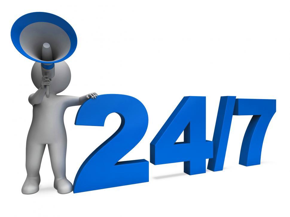 Free Image of Twenty Four Seven Character Means All Week Or Seven Days 