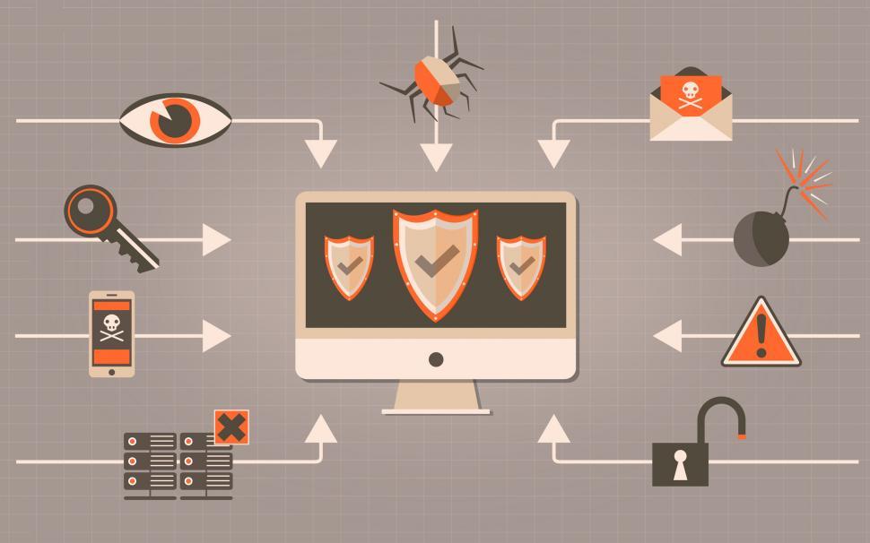 Free Image of Web Security - Antivirus and Firewall Concept with Shields 