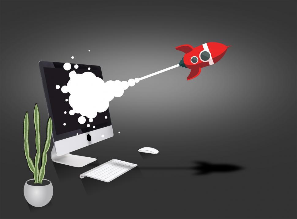Free Image of Fast Growing Business with Rocket and Computer - Project Start-U 