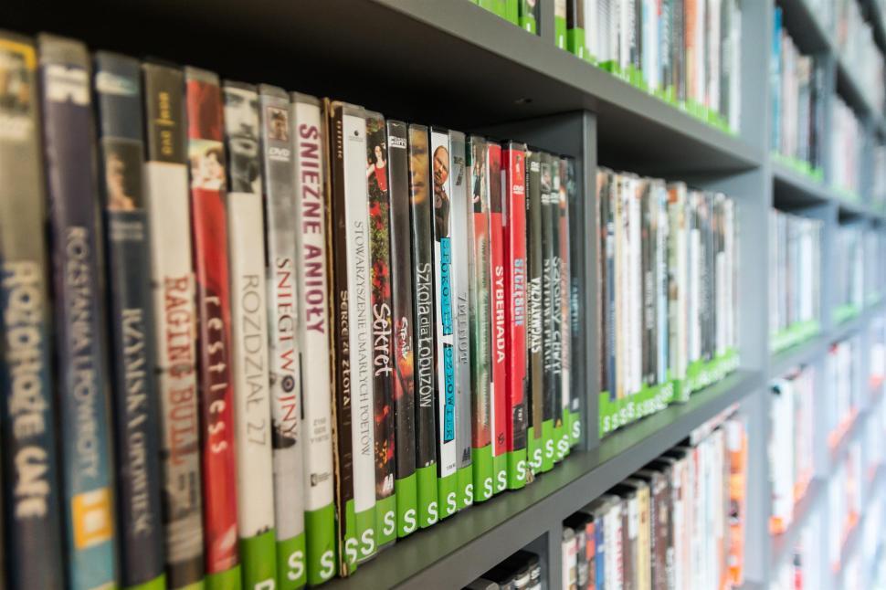 Free Image of Row of Books on Shelf in Library 