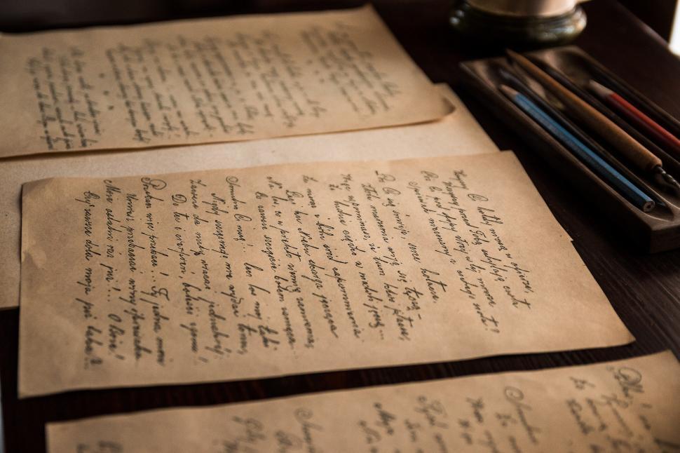 Free Image of Three Old Papers on Table 