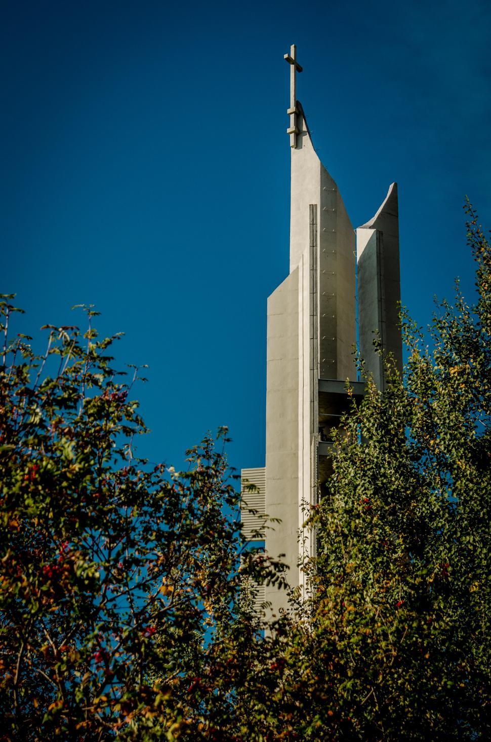 Free Image of Tall Building With Cross on Top 