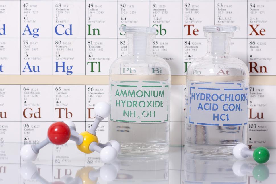 Free Image of Acid and base solutions with structures 