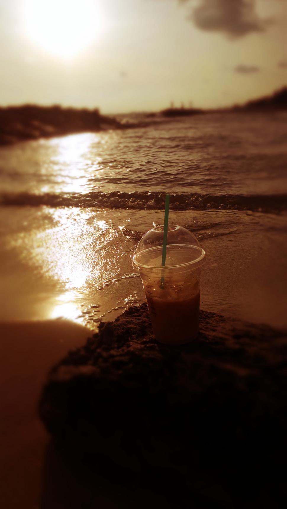 Free Image of Coffee on the Beach  