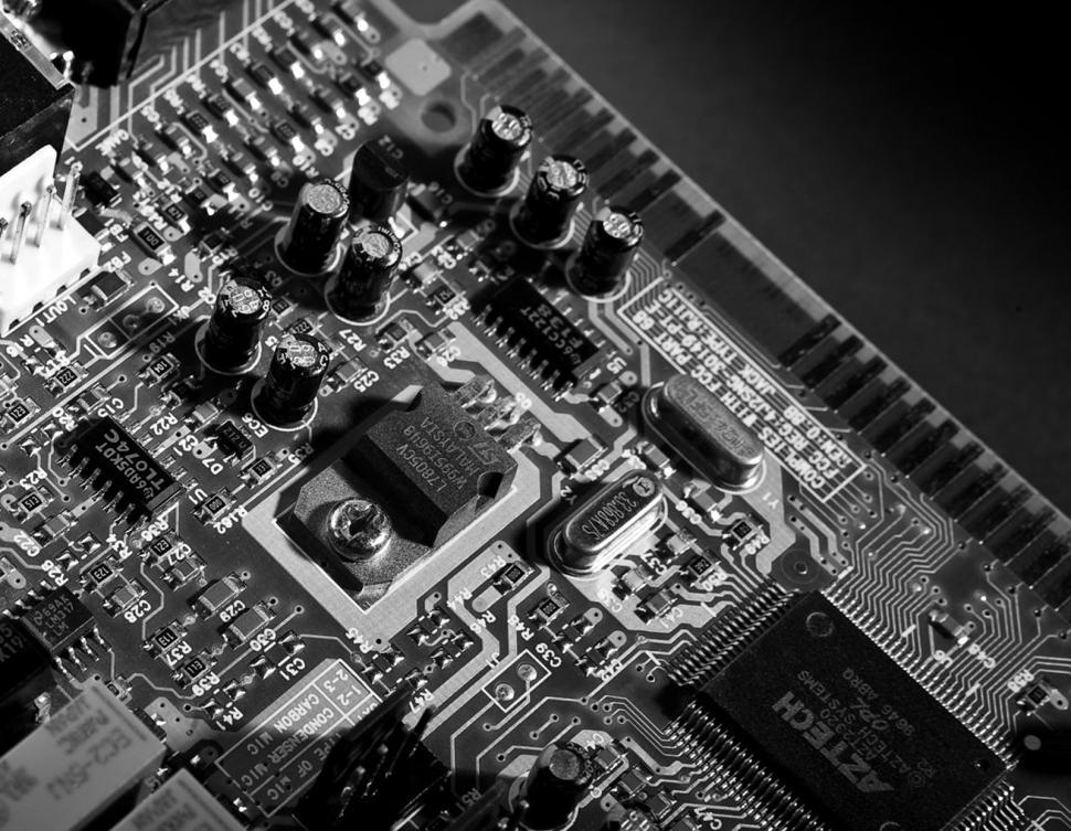 Free Image of Circuit Board Black & White 