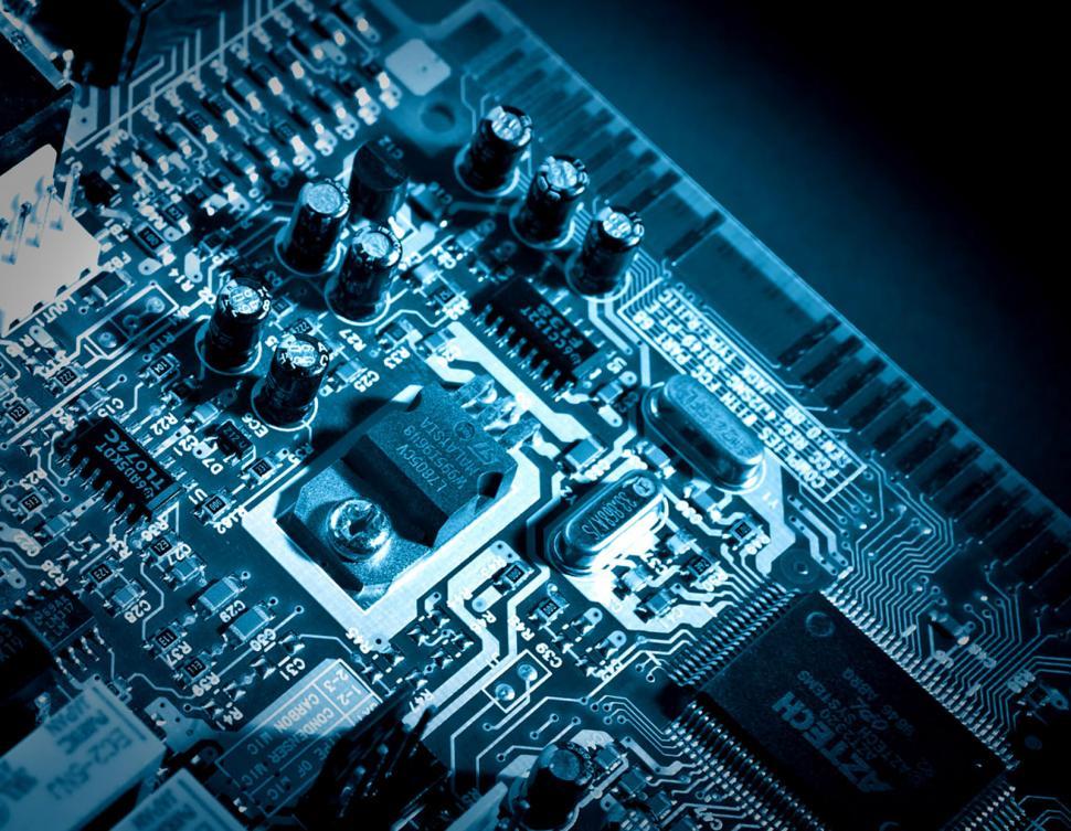 Free Image of Printed Circuit Board in Blue 