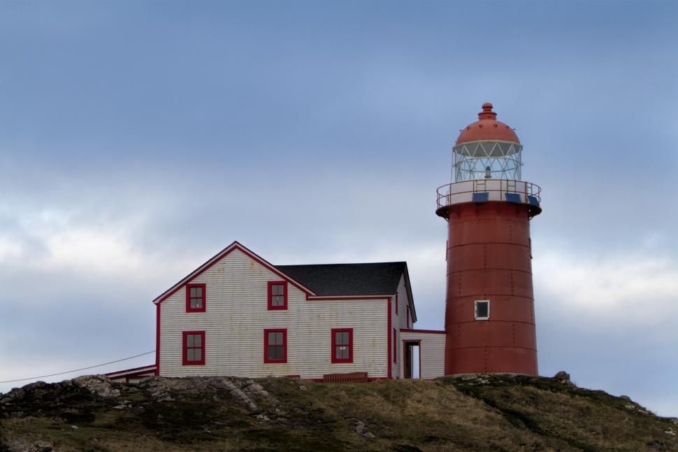 Free Image of Lighthouse with red tower 