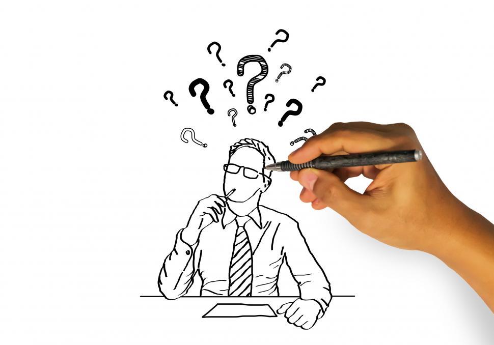 Free Image of Expressing Doubts - Interrogation Marks - Hand Drawing a Person  