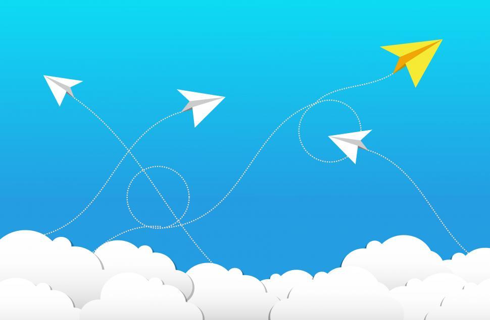 Free Image of Flying Paper Planes and Clouds - Cloud Computing Concept 