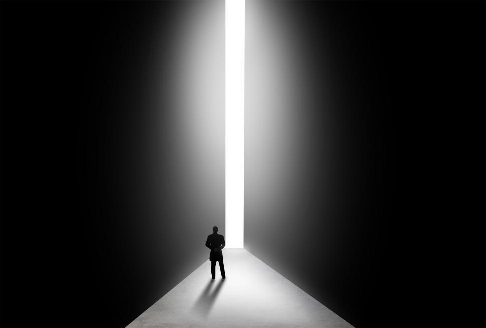 Free Image of Businessman Facing Opening Doors - Threats and Opportunities 