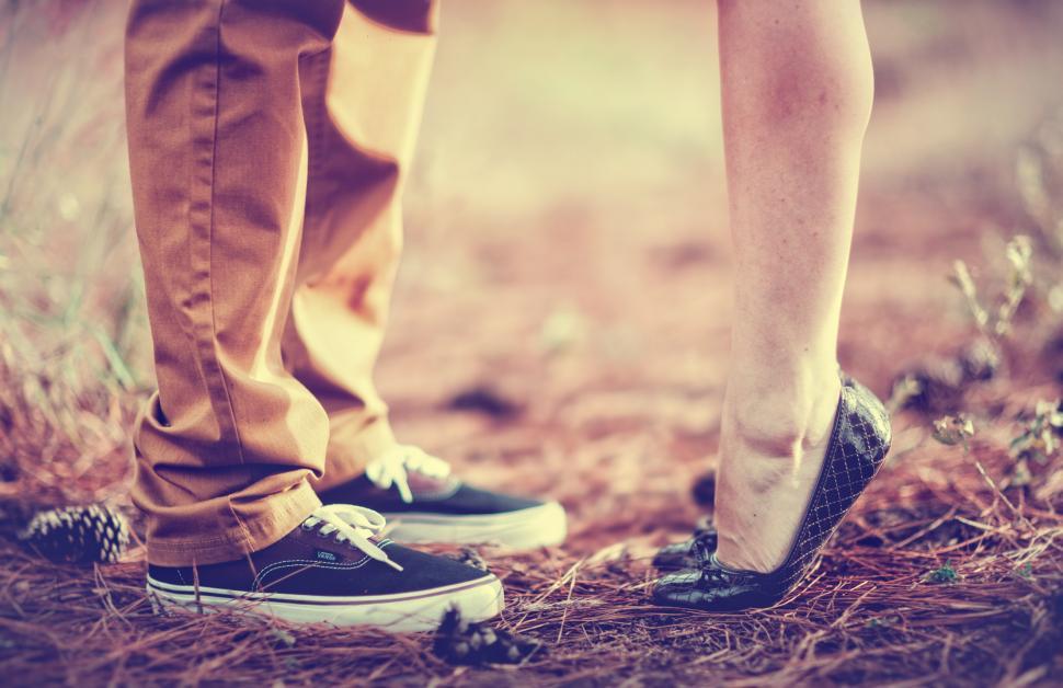 Free Image of Close-Up of Lovers Legs in the Forest 