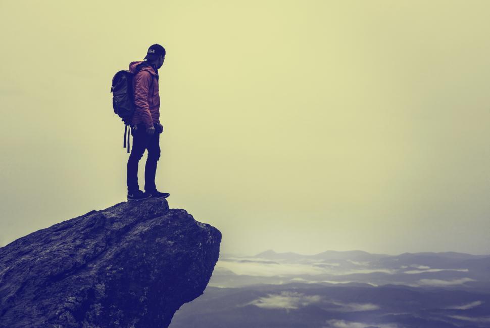Free Image of Backpacker Enjoying View From the Summit - Adventure and Challen 