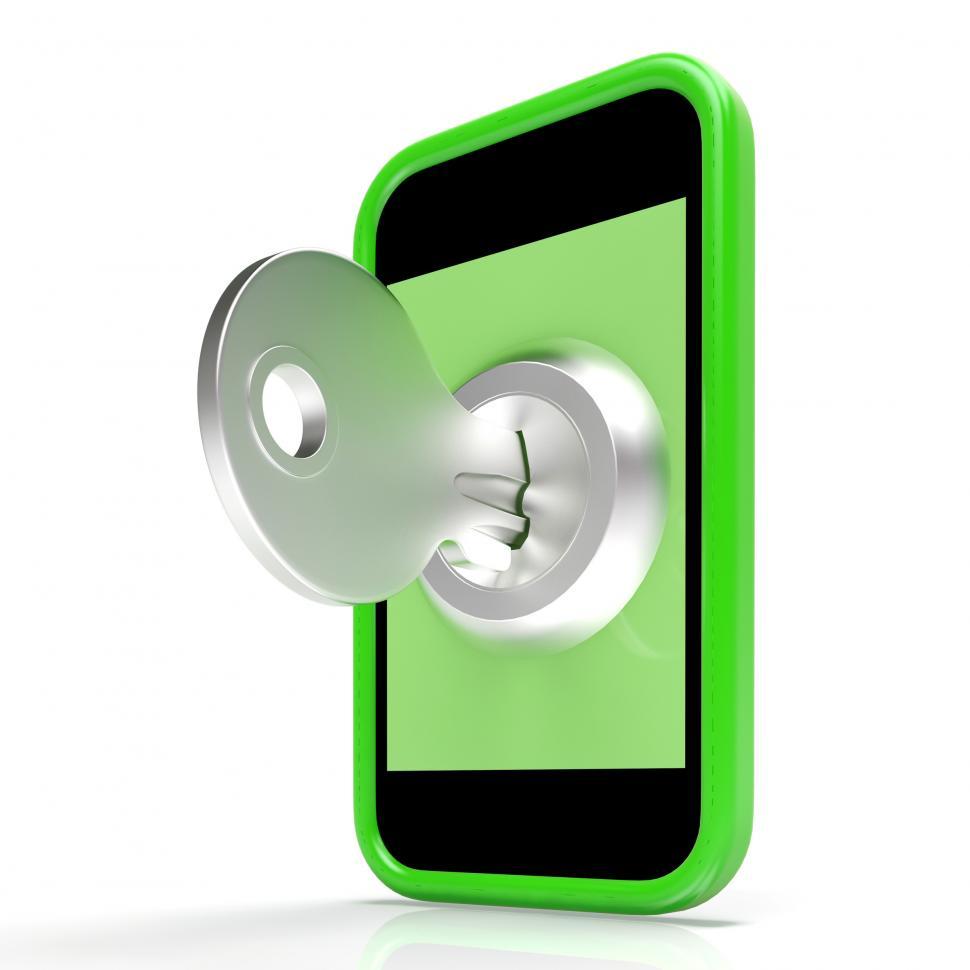 Free Image of Security Key On Mobile Shows Encryption And Privacy 