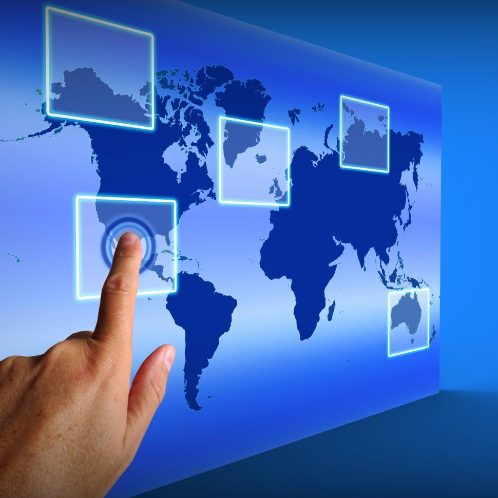 Free Image of World Map Buttons Show Worldwide Communication And Global Networ 