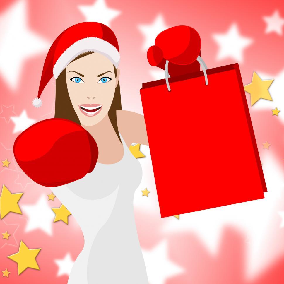 Free Image of Woman Christmas Shopping Means Retail Sales And Lady 