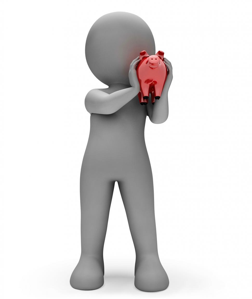 Free Image of Character Save Shows Piggy Bank And Piggybank 3d Rendering 