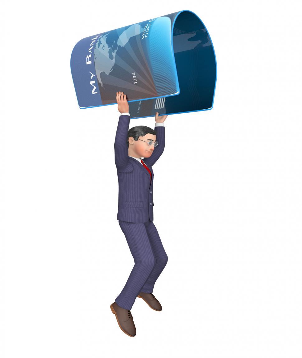 Free Image of Debit Card Means Business Person And Bought 3d Rendering 