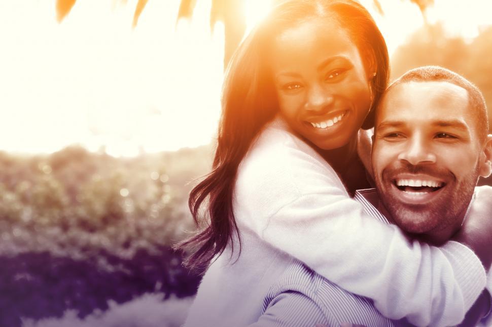 Free Image of Joyful Couple Hugging in Love - Colorized 