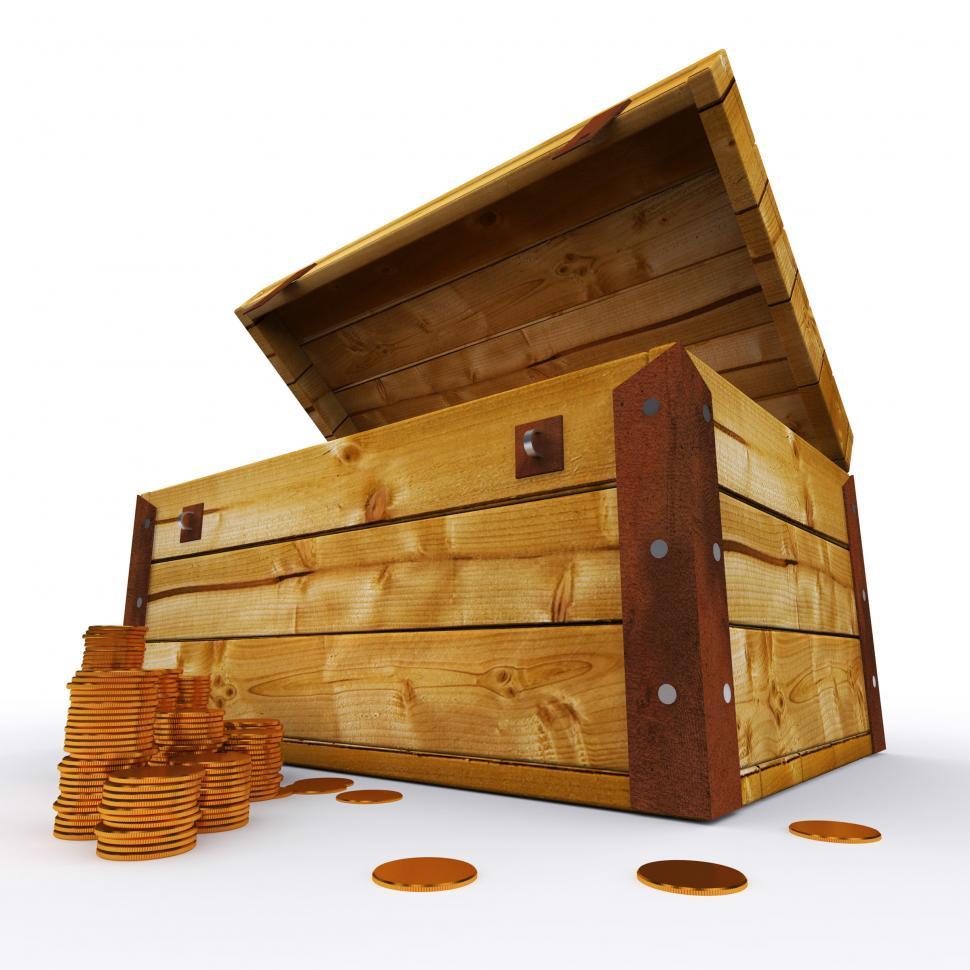 Free Image of Chest Of Coins Blank For Copy Space 