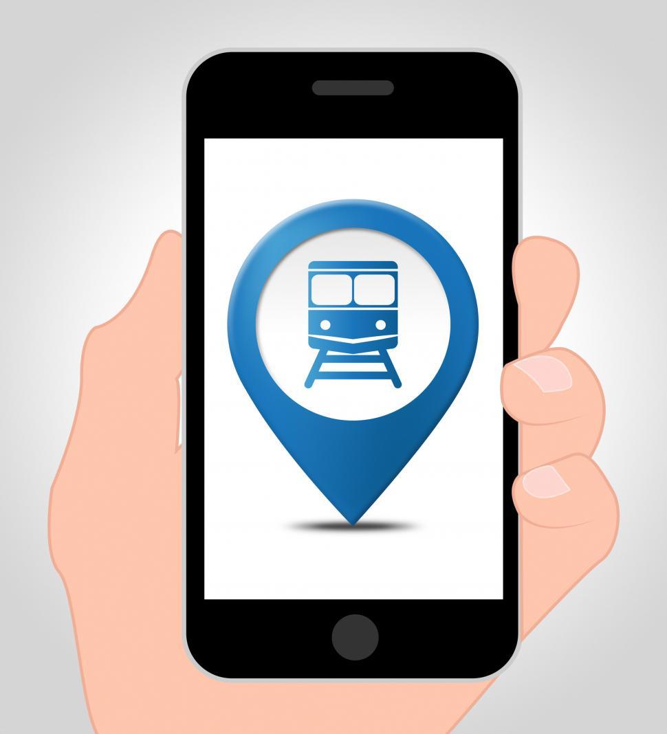 Free Image of Train Location Online Shows Mobile Phone Map 3d Illustration 