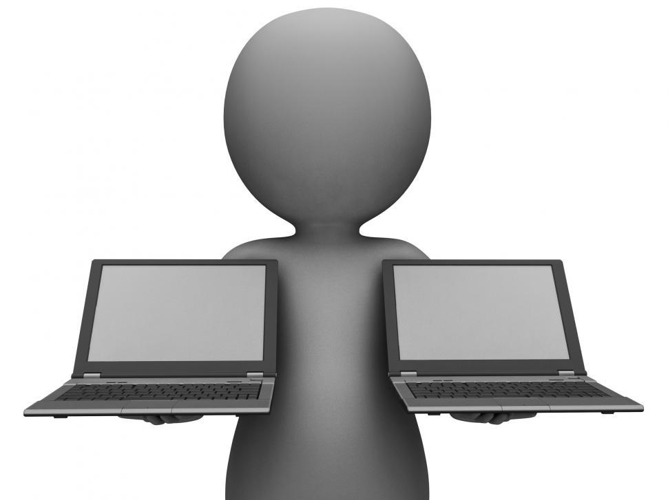 Free Image of Laptops And Character Showing Browsing Internet 
