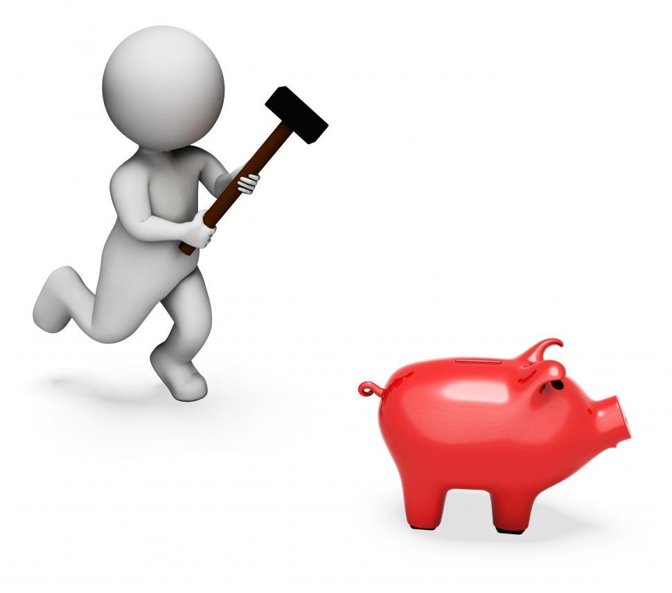 Free Image of Save Character Shows Spending Word And Banking 3d Rendering 