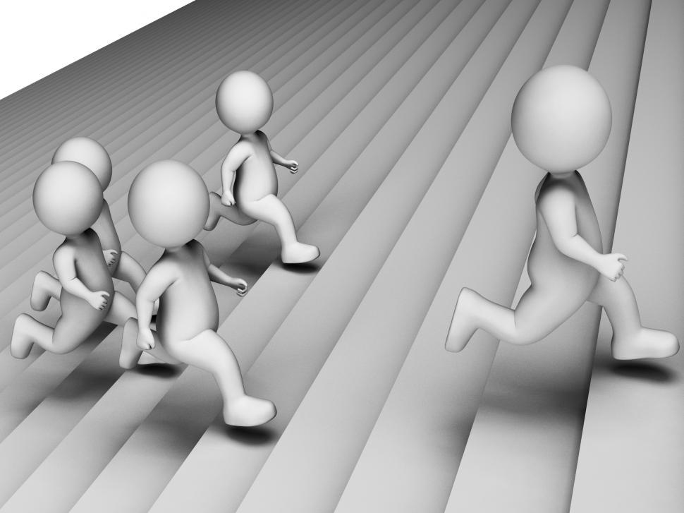 Free Image of Characters Jogging Shows Get Fit And Ascend 3d Rendering 
