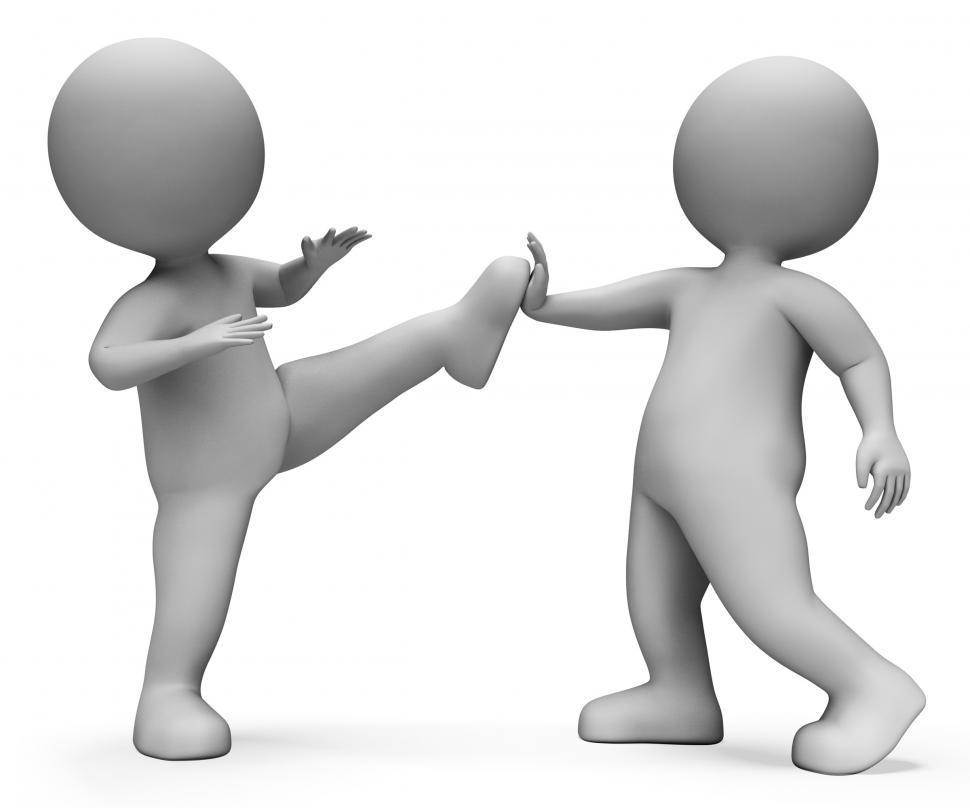 Free Image of Characters Karate Means Kick Boxing And Attack 3d Rendering 