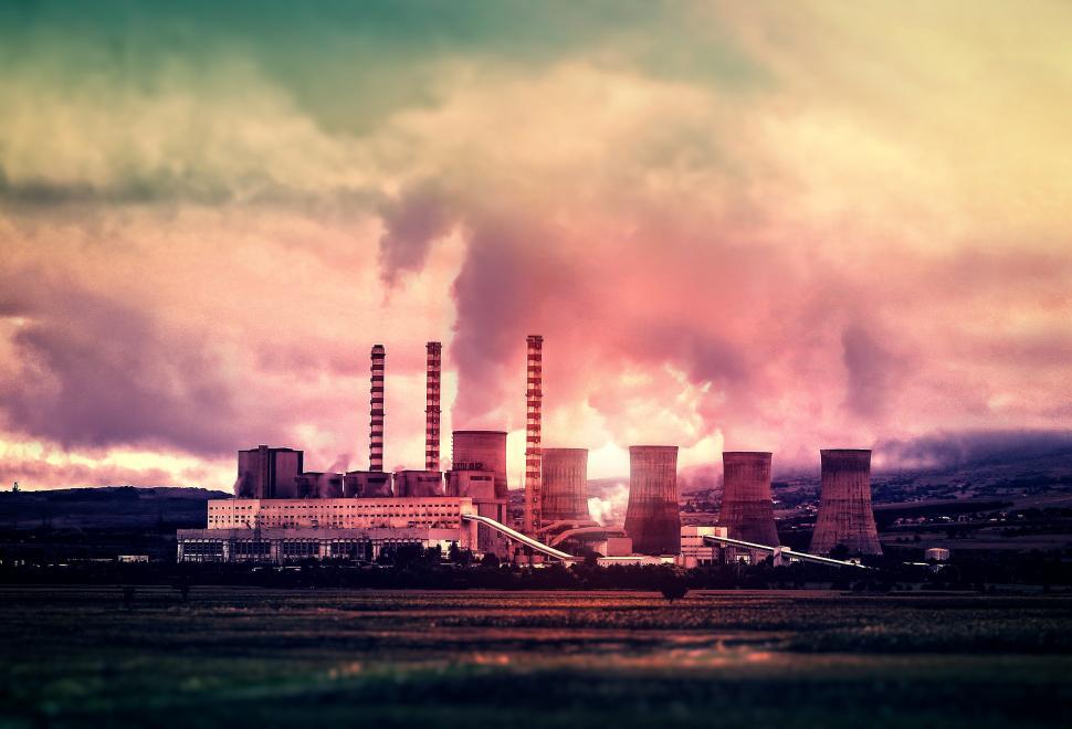 Free Image of Power Plant - Clouds and Smog 