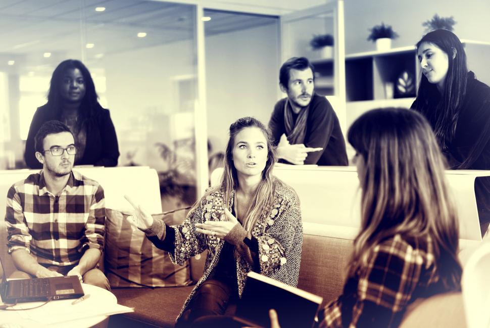 Free Image of Business Meeting - People Discussing Business - Colorized 