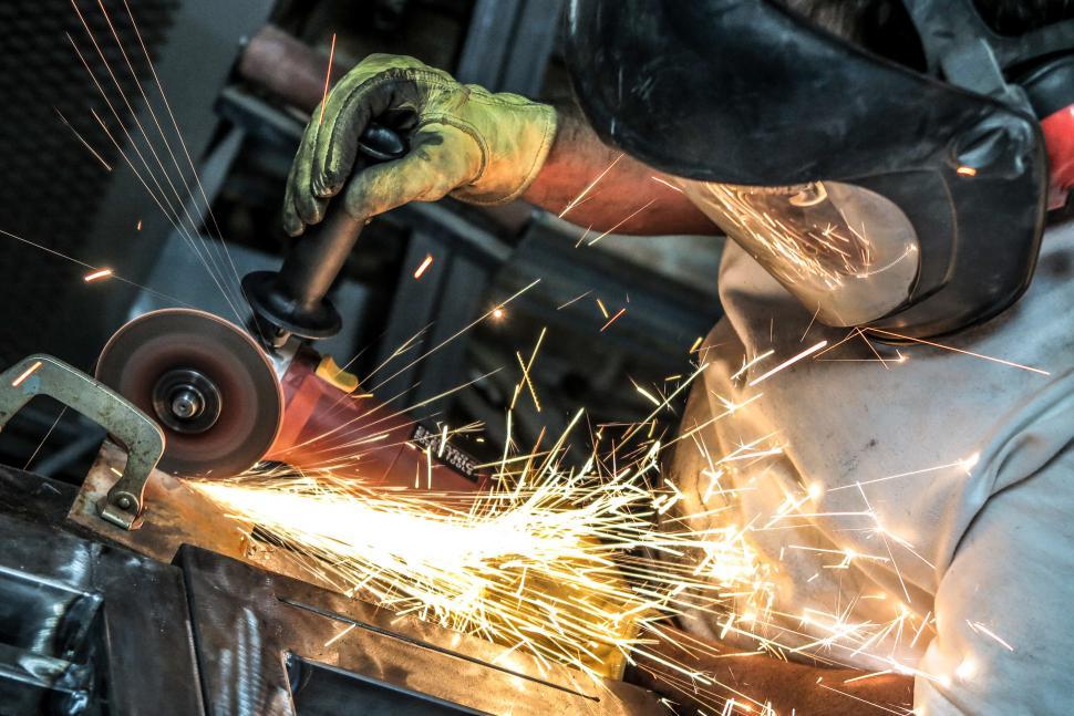 Free Image of Grinding steel as sparks fly 