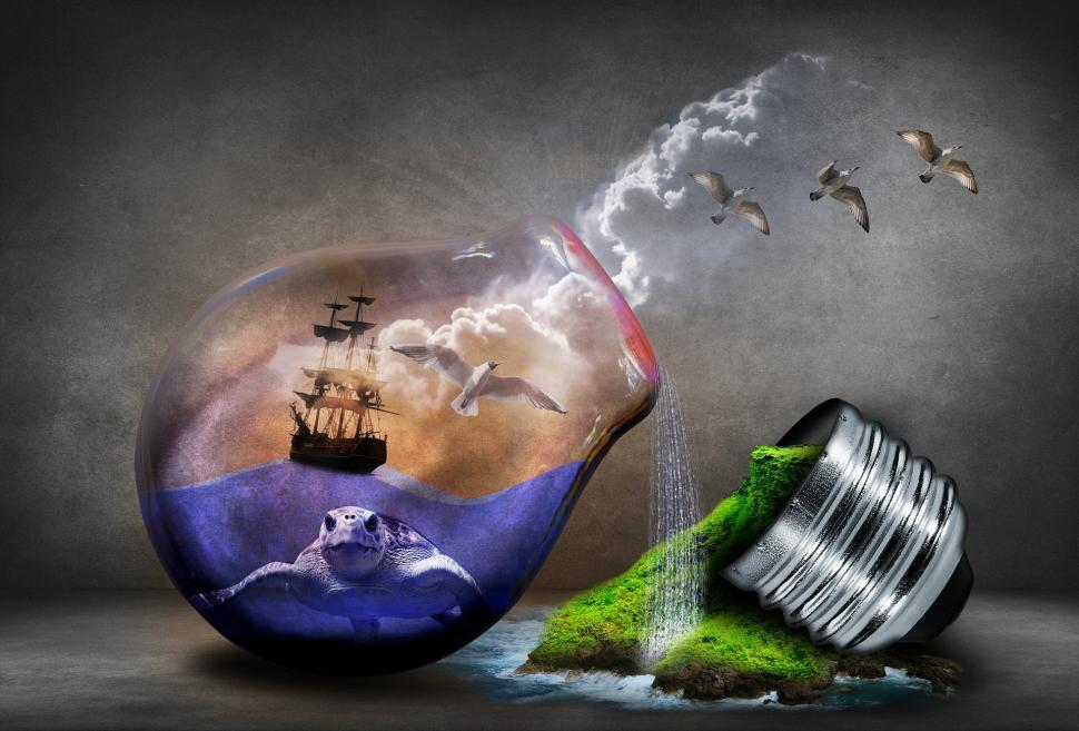Free Image of Glass Bottle With Ship Inside 