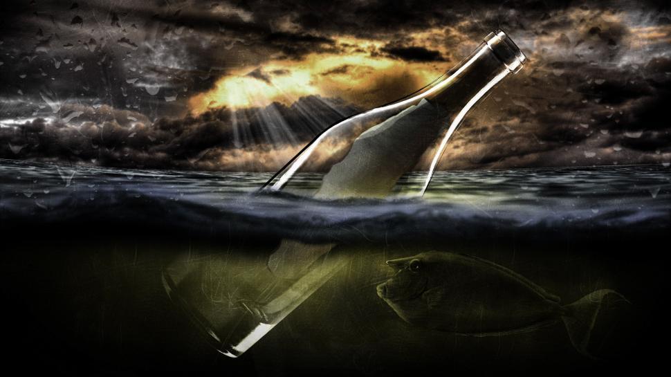 Free Image of Message in a Bottle Floating in the Ocean 