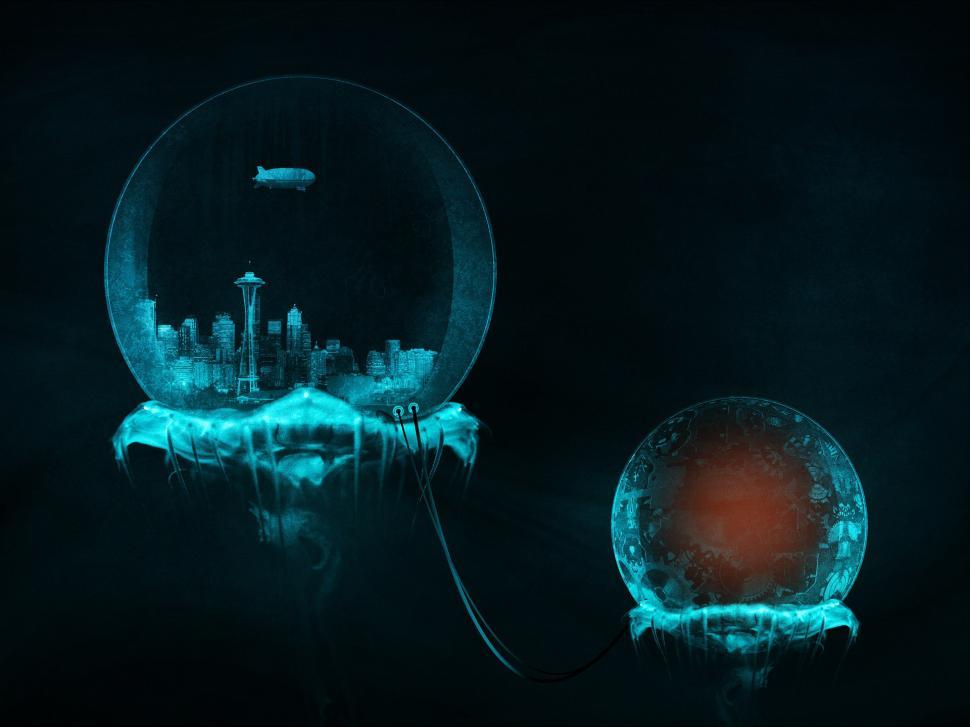 Free Image of Futuristic City Encased in Bubble 